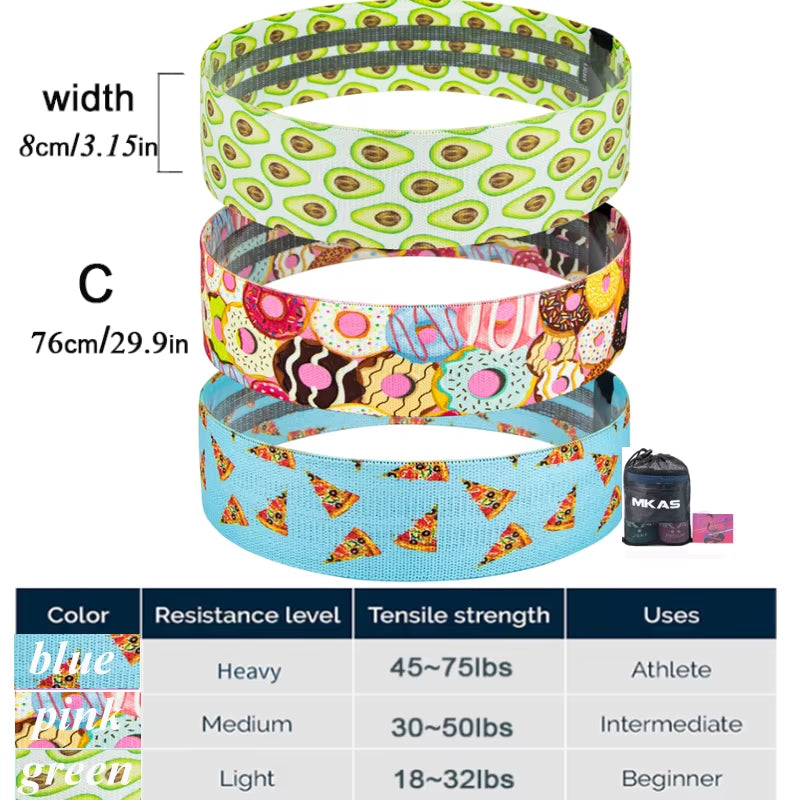 Ultimate Hip Fitness Resistance Bands Set - 3-Piece Fabric Loop Yoga Booty Bands for Leg, Thigh, and Glute Workouts