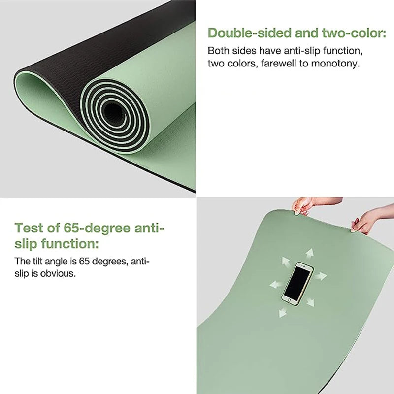 Premium Non-Slip Two-Color TPE Yoga Mat - 180x57cm for Ultimate Home Fitness