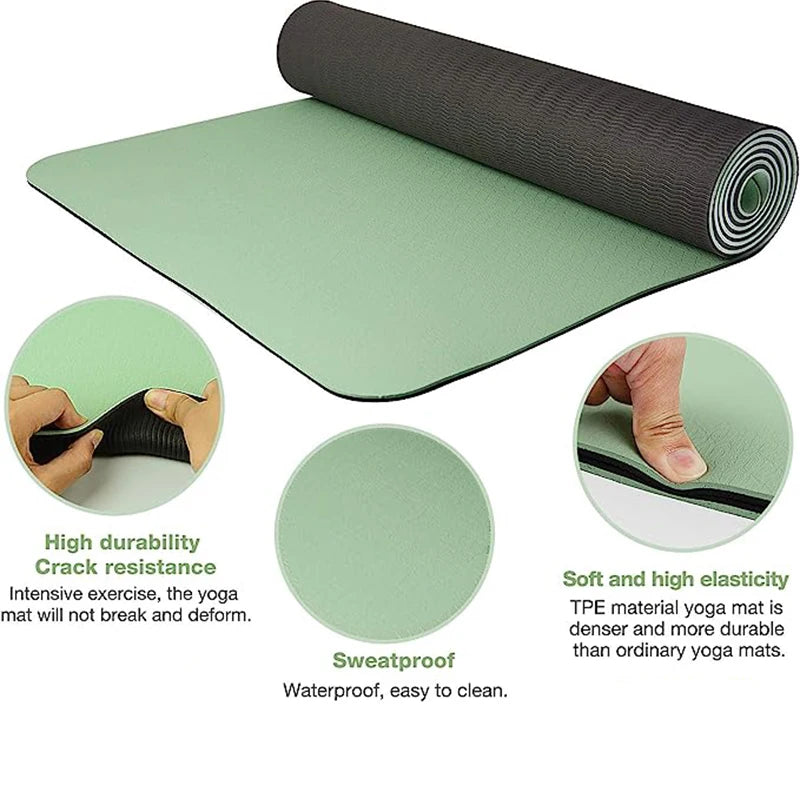 Premium Non-Slip Two-Color TPE Yoga Mat - 180x57cm for Ultimate Home Fitness