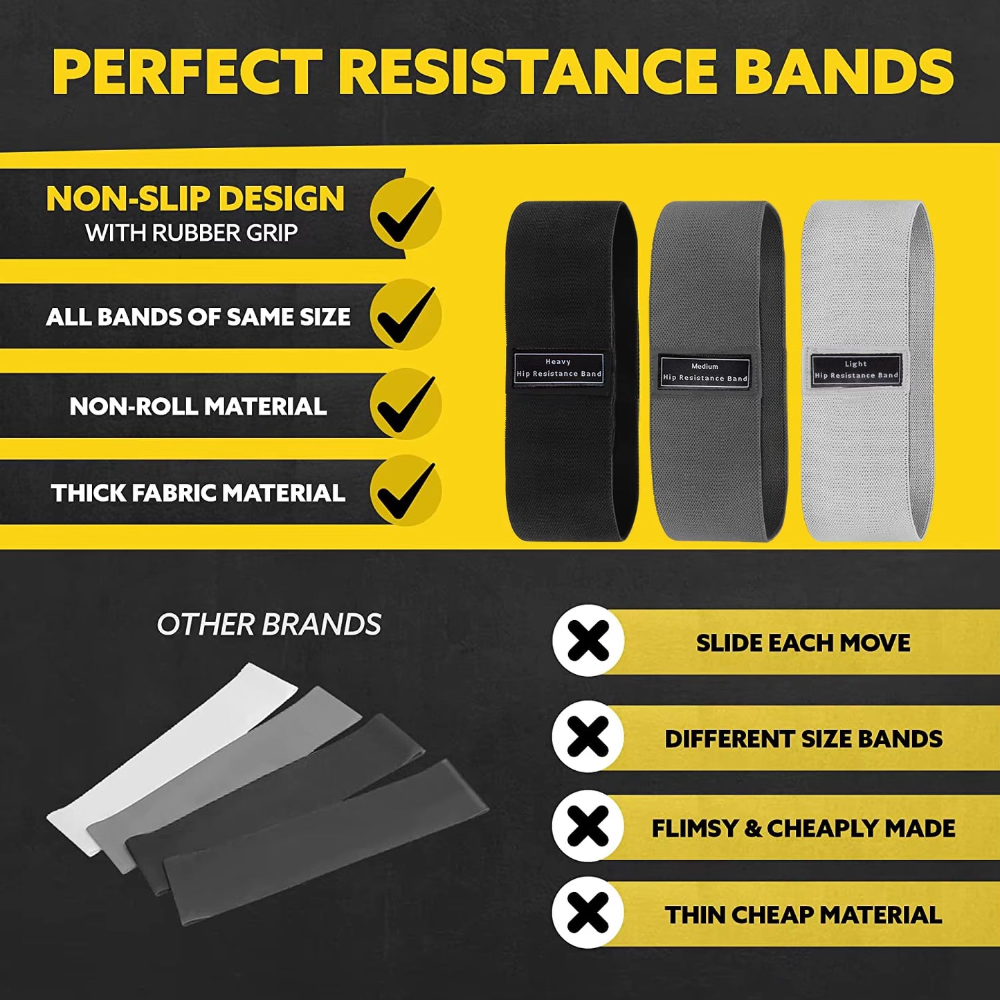 Premium Fabric Resistance Hip Bands for Glutes & Thighs - Ultimate Workout Loops for Squats, Yoga & Fitness