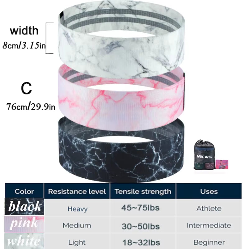 Ultimate Hip Fitness Resistance Bands Set - 3-Piece Fabric Loop Yoga Booty Bands for Leg, Thigh, and Glute Workouts