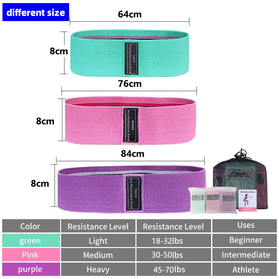 Premium Fabric Resistance Hip Bands for Glutes & Thighs - Ultimate Workout Loops for Squats, Yoga & Fitness