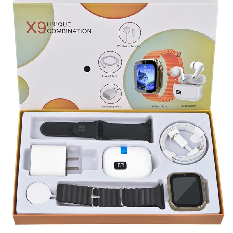 Ultimate 6-In-1 Smart Watch Kit: Smartwatch, Bluetooth Headphones, 20W Fast Charger, Type-C Cable, Adapter & Audio Support – Compact & Portable!