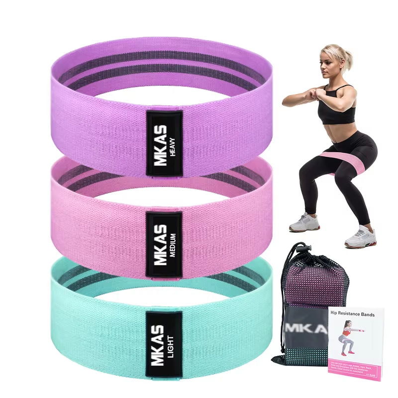 Ultimate Hip Fitness Resistance Bands Set - 3-Piece Fabric Loop Yoga Booty Bands for Leg, Thigh, and Glute Workouts