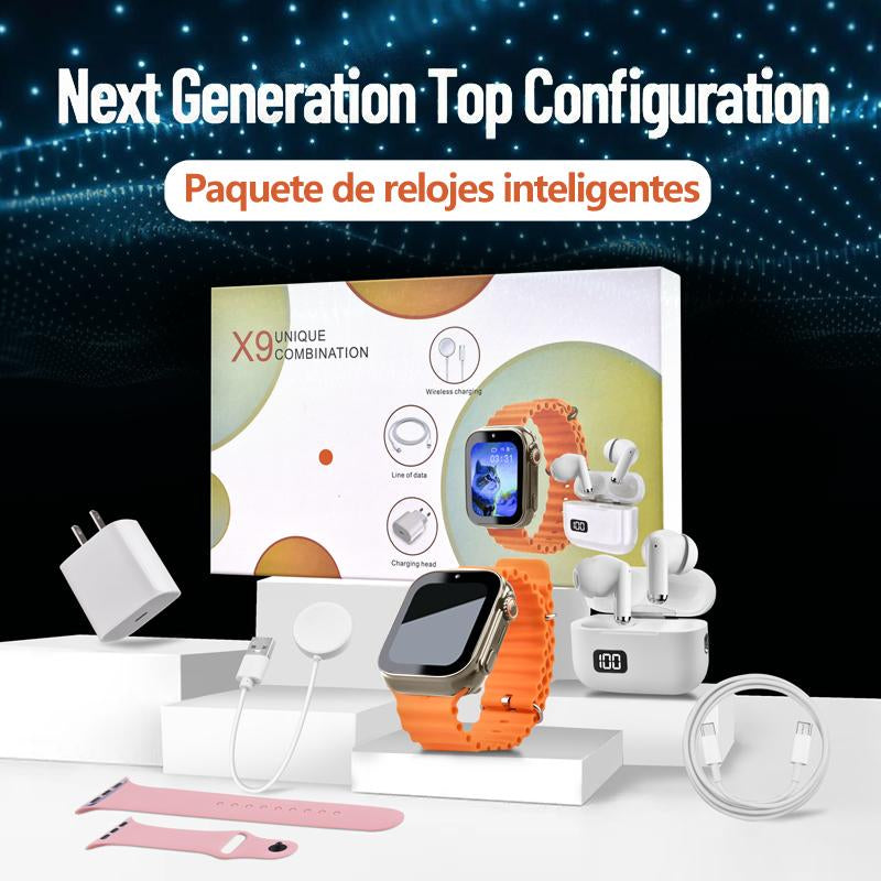 Ultimate 6-In-1 Smart Watch Kit: Smartwatch, Bluetooth Headphones, 20W Fast Charger, Type-C Cable, Adapter & Audio Support – Compact & Portable!