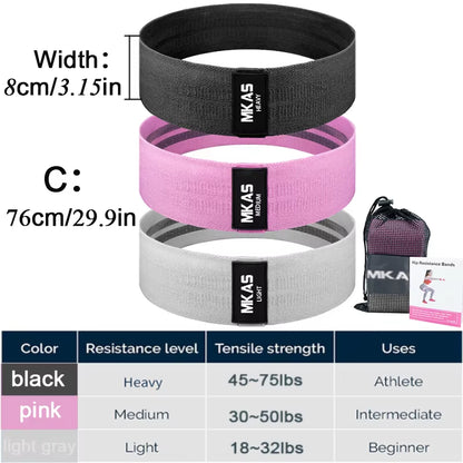 Ultimate Hip Fitness Resistance Bands Set - 3-Piece Fabric Loop Yoga Booty Bands for Leg, Thigh, and Glute Workouts