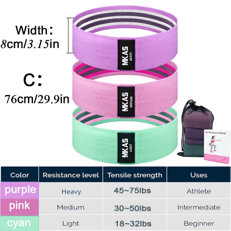 Ultimate Hip Fitness Resistance Bands Set - 3-Piece Fabric Loop Yoga Booty Bands for Leg, Thigh, and Glute Workouts