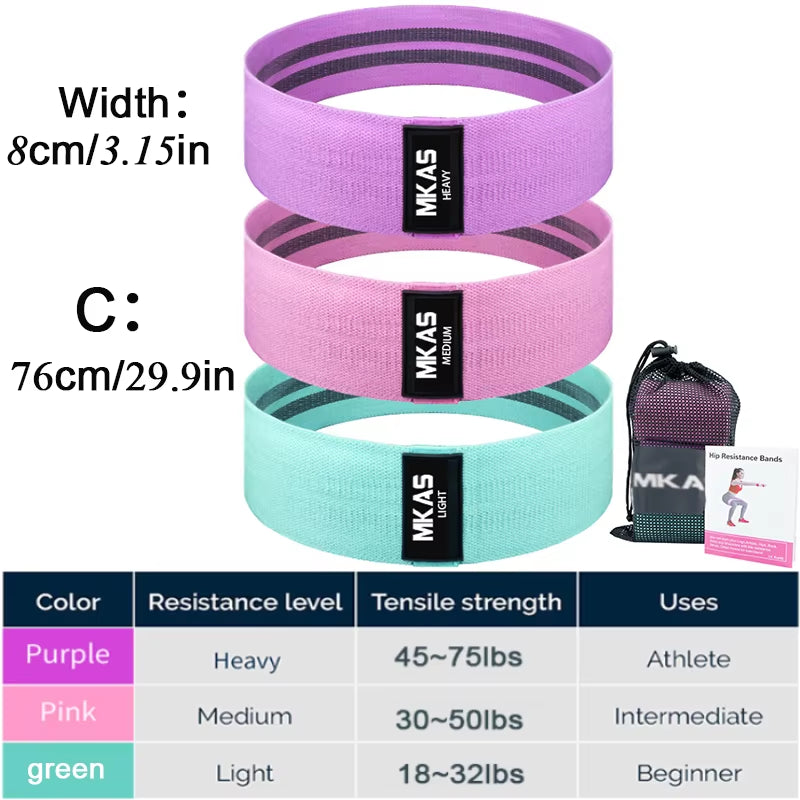 Ultimate Hip Fitness Resistance Bands Set - 3-Piece Fabric Loop Yoga Booty Bands for Leg, Thigh, and Glute Workouts